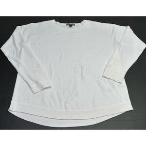 Cable & Gauge Sweater Beige Lightweight Heart Design Women's Small*